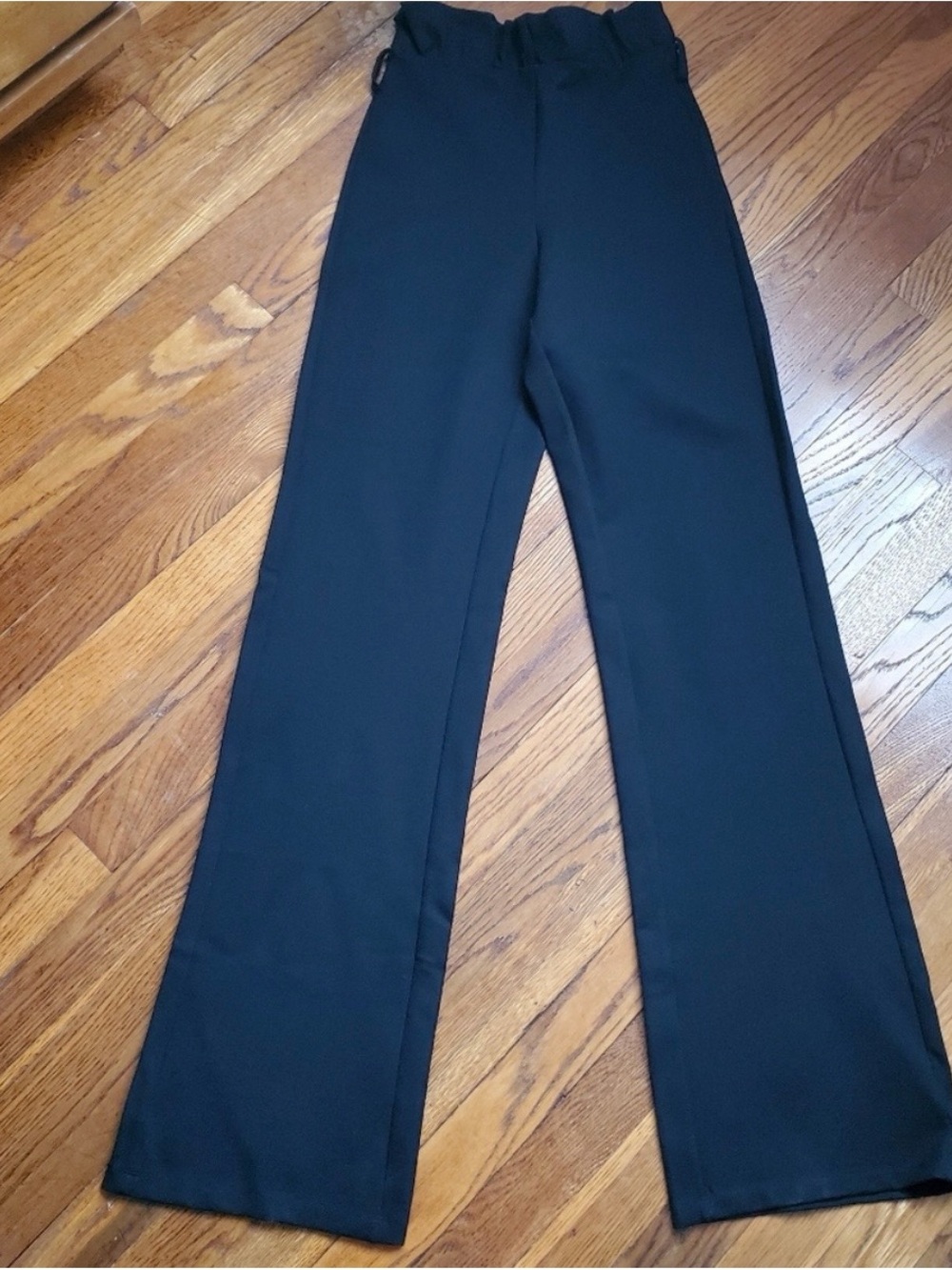 SLNGHR Black Wide Leg Paperbag Pants XS High Waist Minimalist Trousers Chic - Picture 3 of 8